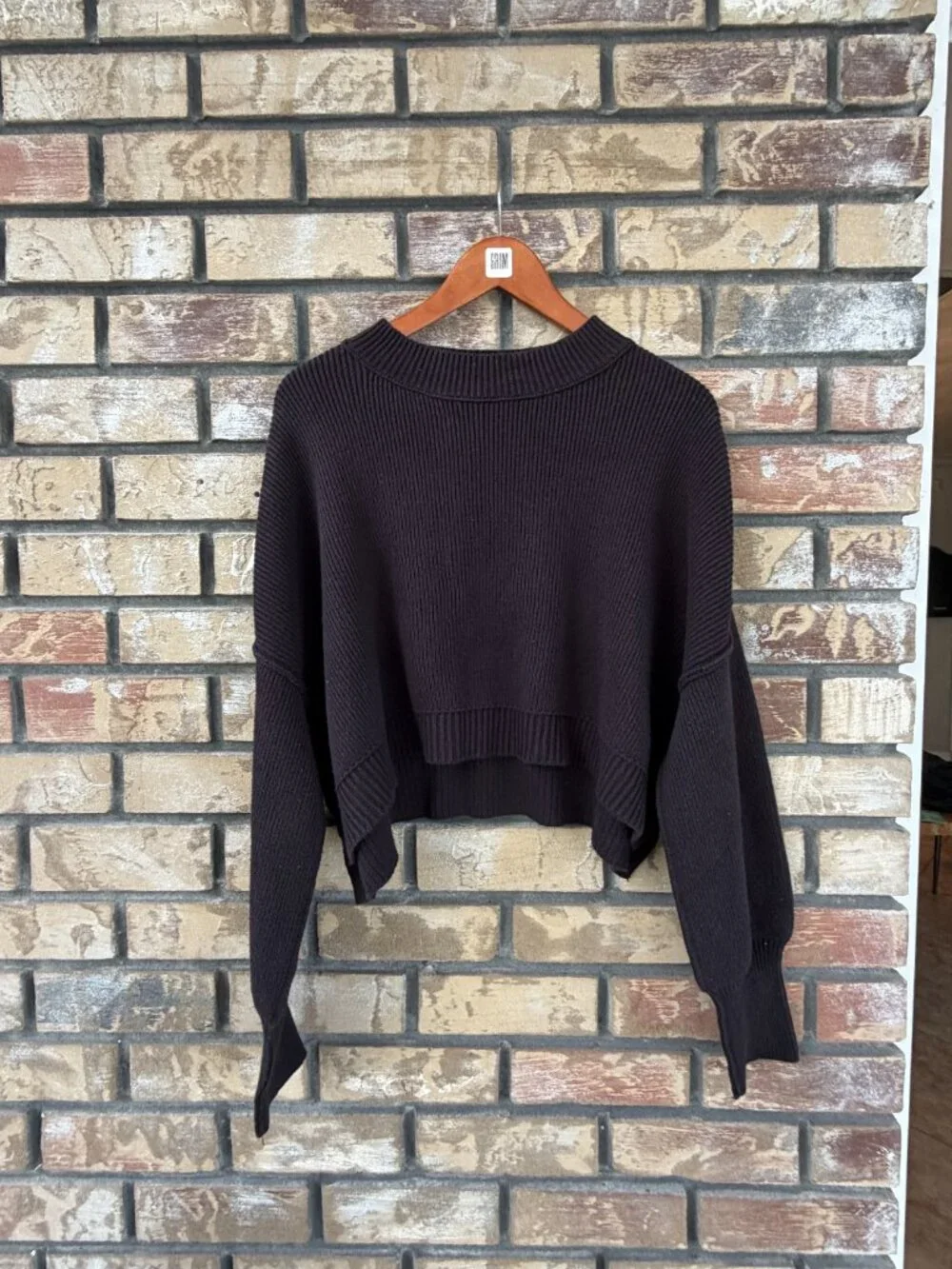 ☀️ Free People Easy Street Cropped Knit Sweater Black Small S